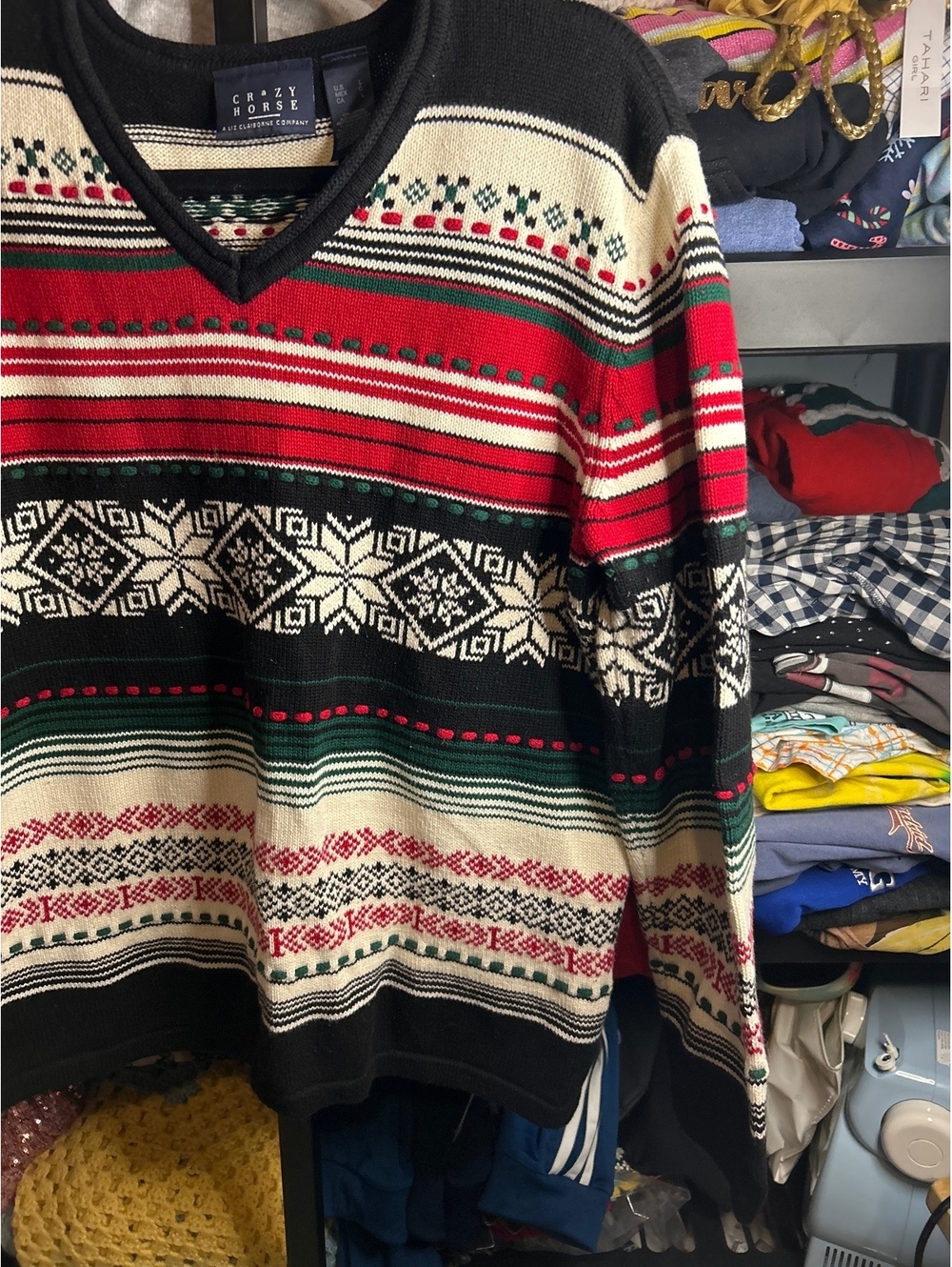 Crazy Horse Vintage Style Cotton Knit Sweater Large
